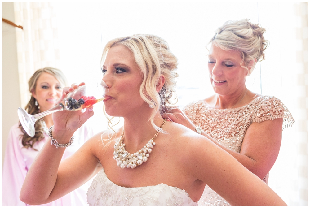 bride drinking champange